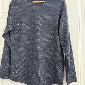 BYLT Basics Navy Polka Dot Long Sleeve Tee